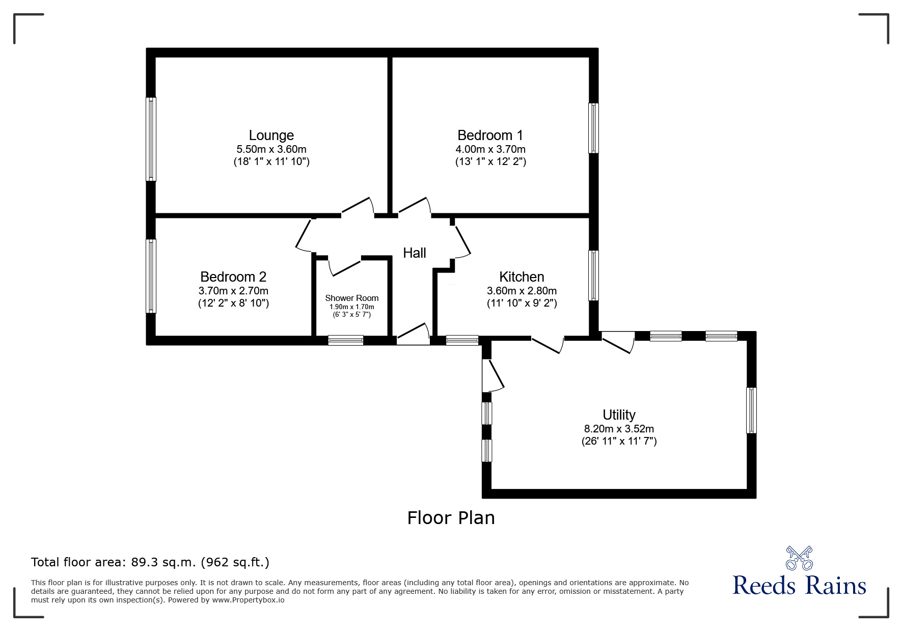 Floorplan of 2 bedroom Semi Detached Bungalow for sale, Bracknell Gardens, Newcastle upon Tyne, Tyne and Wear, NE5