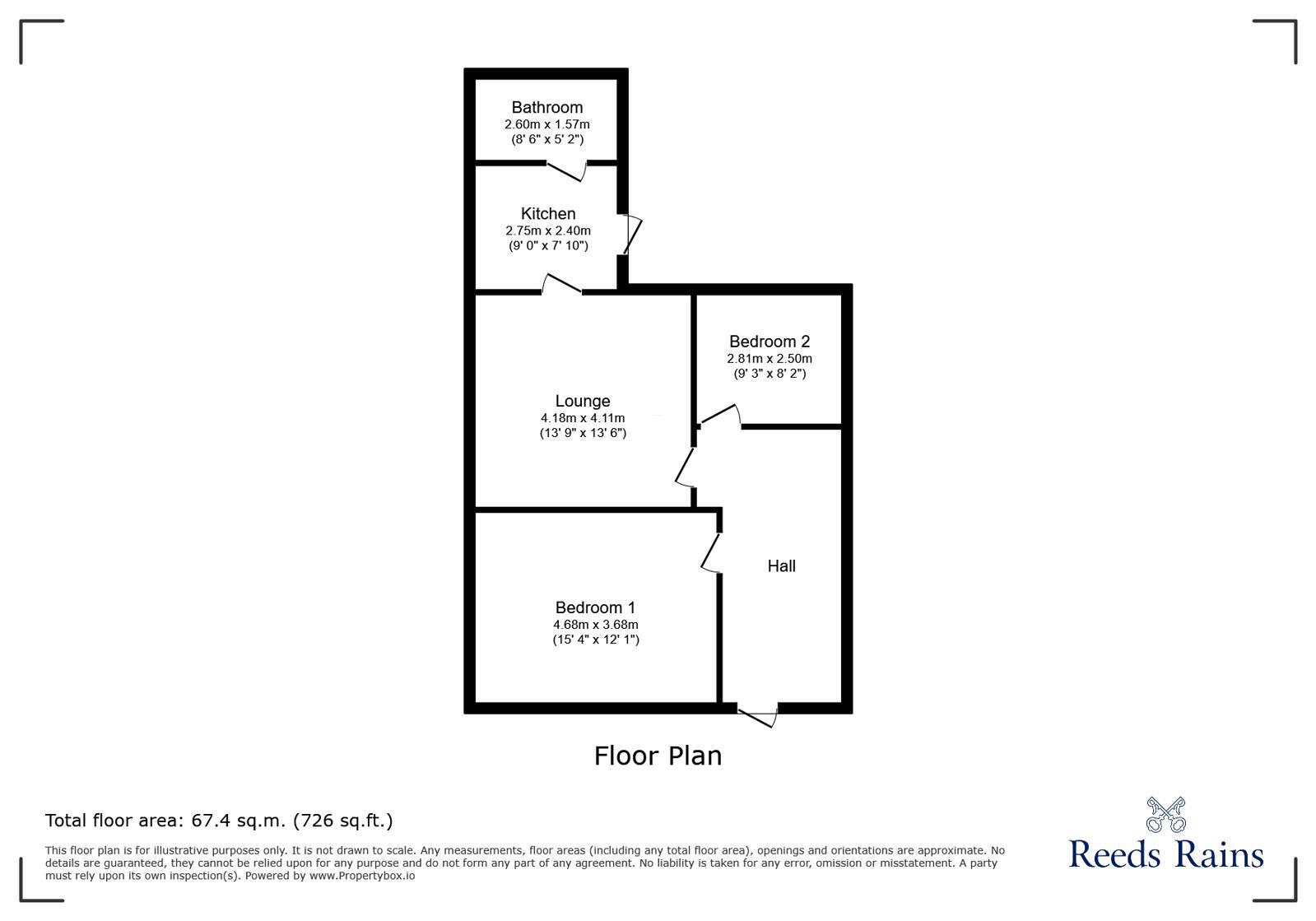 Floorplan of 2 bedroom Mid Terrace House for sale, Bentinck Road, Newcastle upon Tyne, Tyne and Wear, NE4