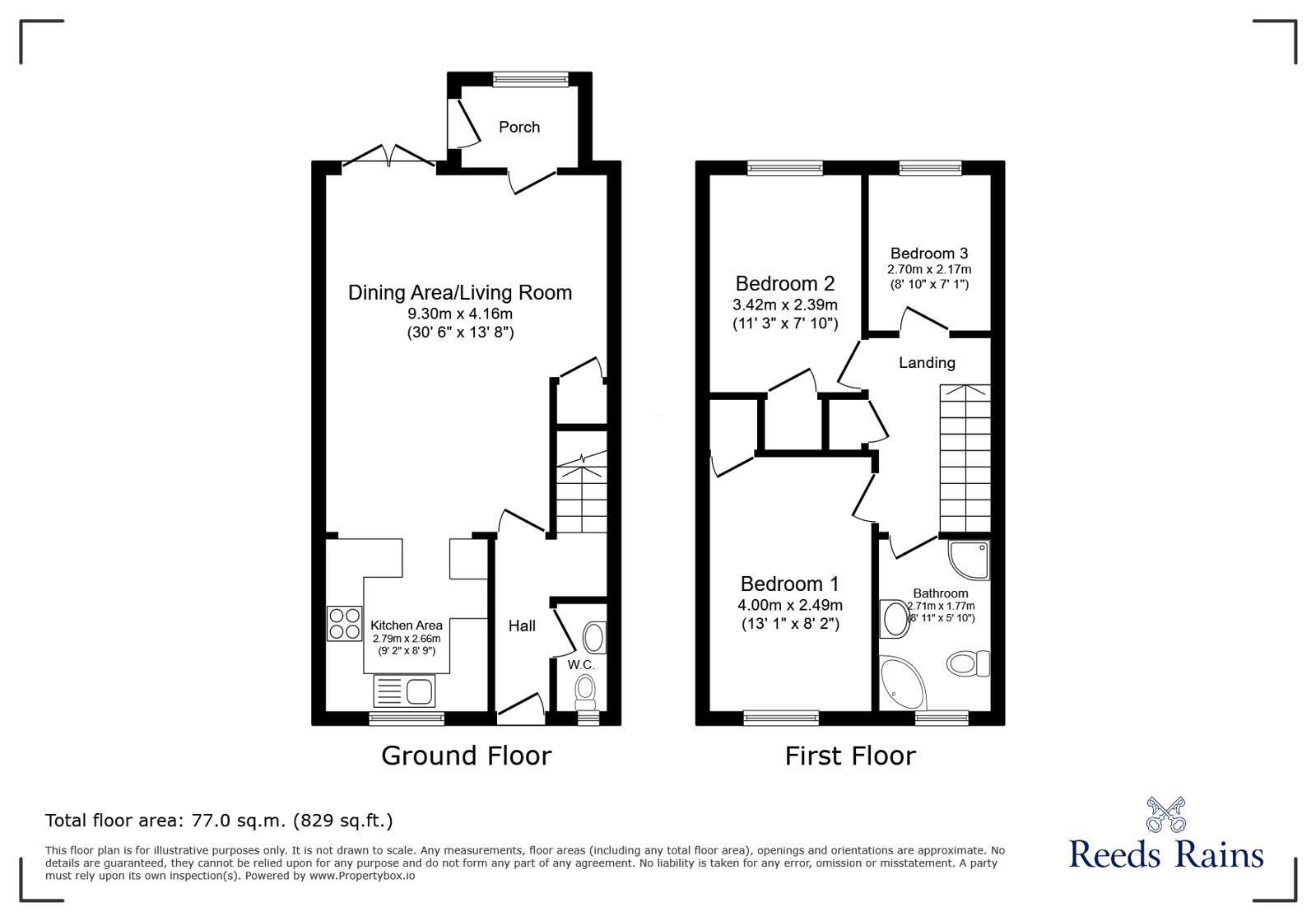 Floorplan of 3 bedroom Mid Terrace House for sale, Dunstan Walk, Newcastle upon Tyne, Tyne and Wear, NE5