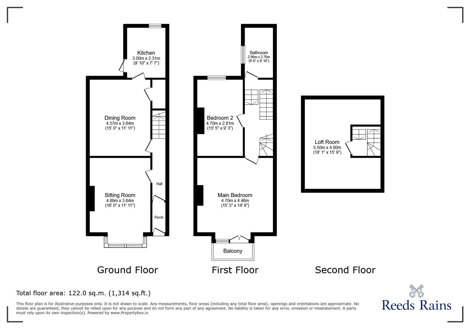 Floorplan of 3 bedroom Mid Terrace House for sale, Falmouth Road, Newcastle upon Tyne, Tyne and Wear, NE6