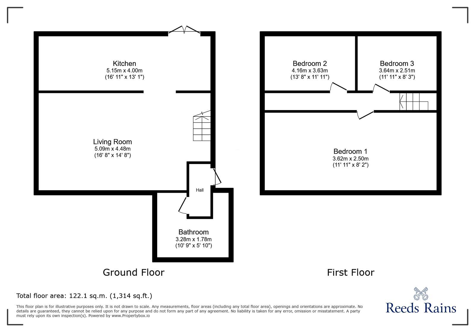 Floorplan of 3 bedroom Mid Terrace House for sale, Middle Row, Ryton, Tyne and Wear, NE40