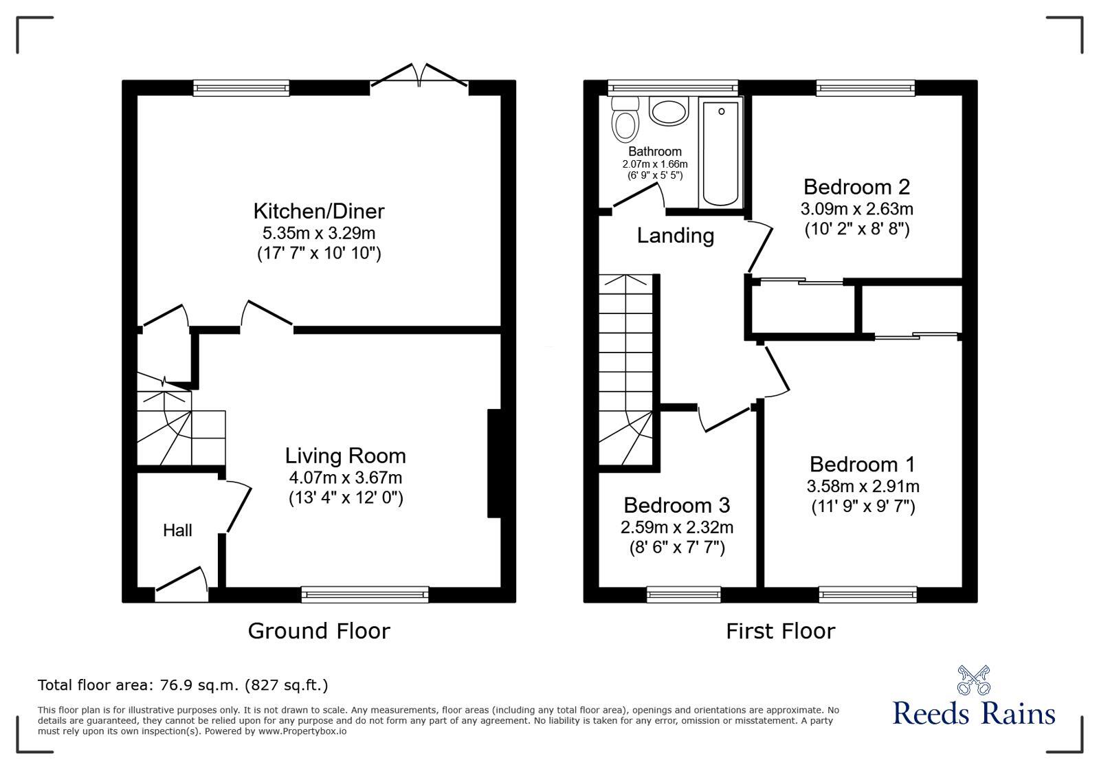 Floorplan of 3 bedroom Mid Terrace House to rent, Grosvenor Court, Newcastle upon Tyne, Tyne and Wear, NE5