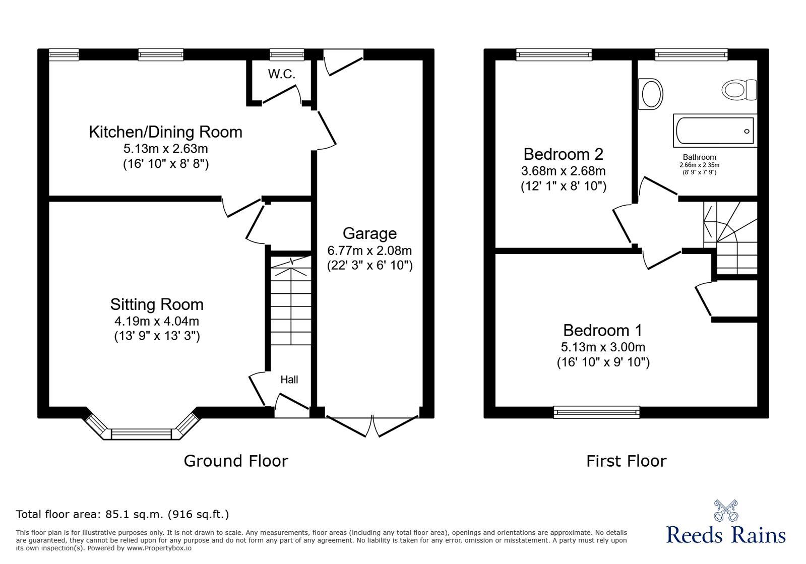 Floorplan of 2 bedroom Semi Detached House for sale, Kensington Villas, Newcastle upon Tyne, Tyne and Wear, NE5
