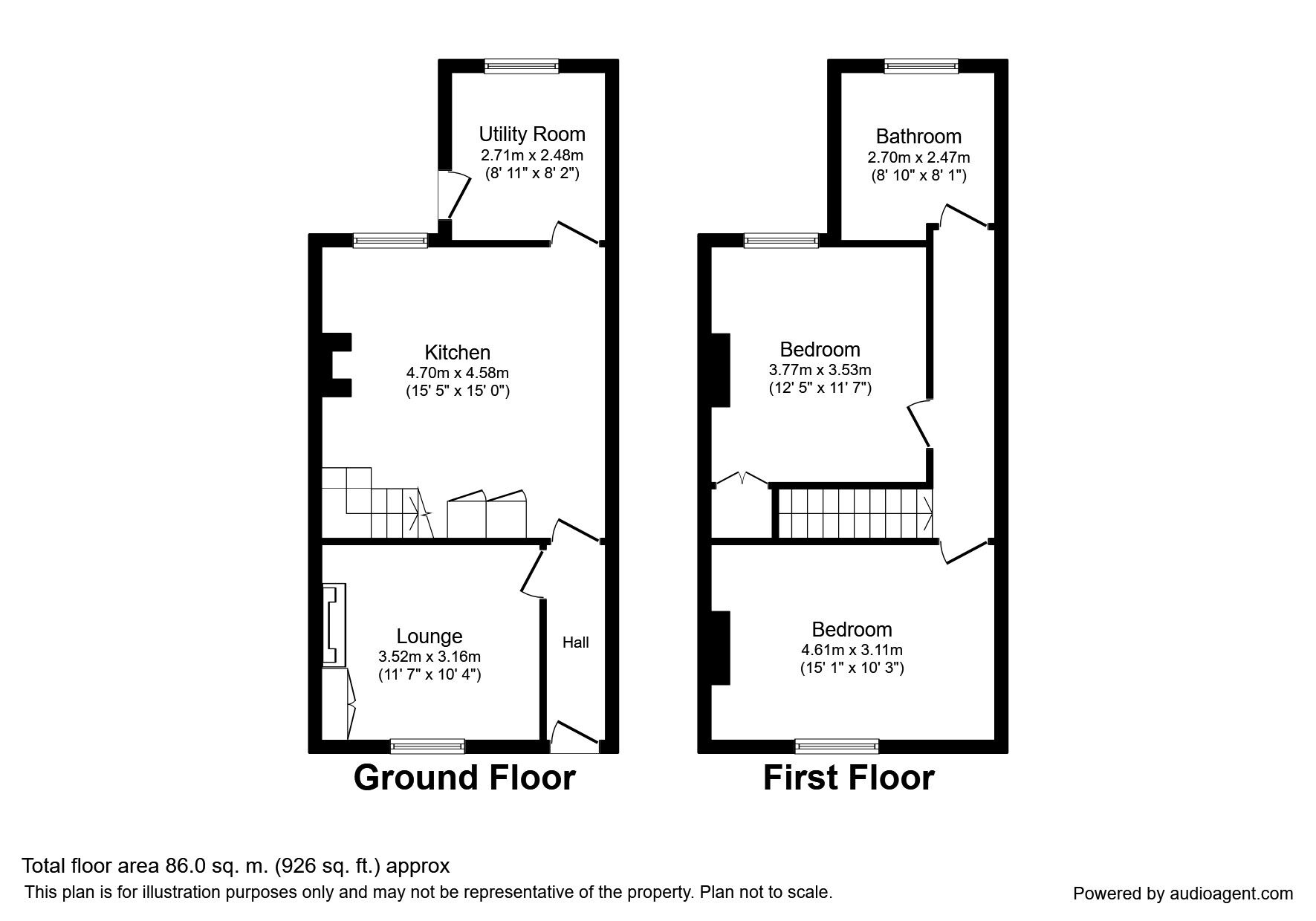 Floorplan of 2 bedroom Mid Terrace House to rent, Blackburn Road, Higher Wheelton, Lancashire, PR6