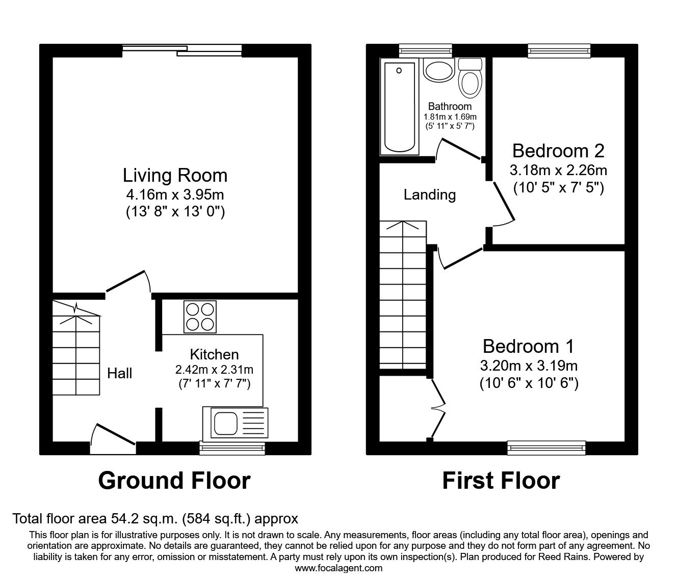 Floorplan of 2 bedroom Mid Terrace House to rent, Rivington Road, Chorley, Lancashire, PR6