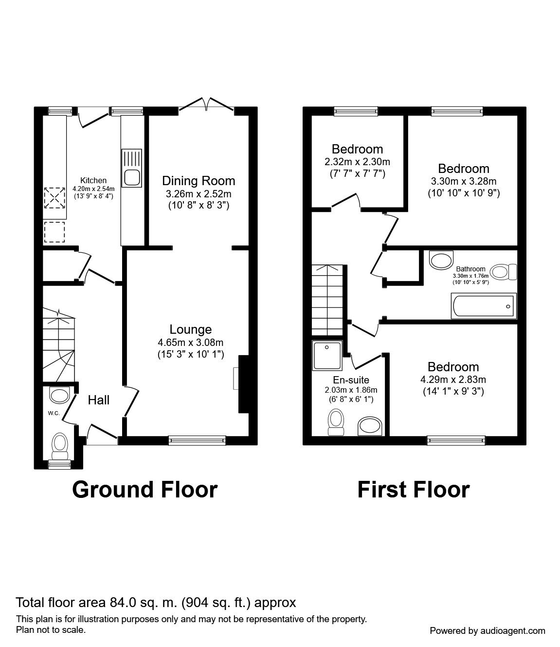 Floorplan of 3 bedroom Mid Terrace House to rent, Dunham Drive, Whittle-Le-Woods, Lancashire, PR6