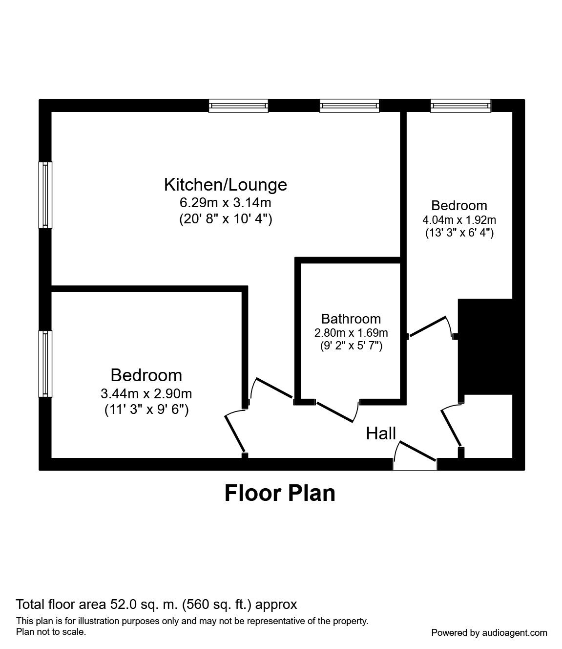 Floorplan of 2 bedroom Flat to rent, Regency Gardens, Euxton, Lancashire, PR7