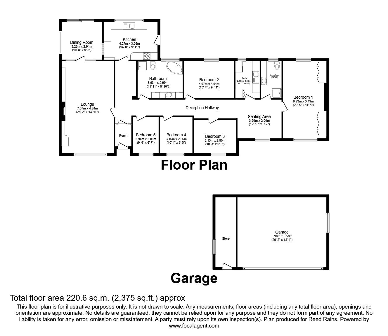 Floorplan of 5 bedroom Detached Bungalow for sale, Blackburn Road, Higher Wheelton, Lancashire, PR6