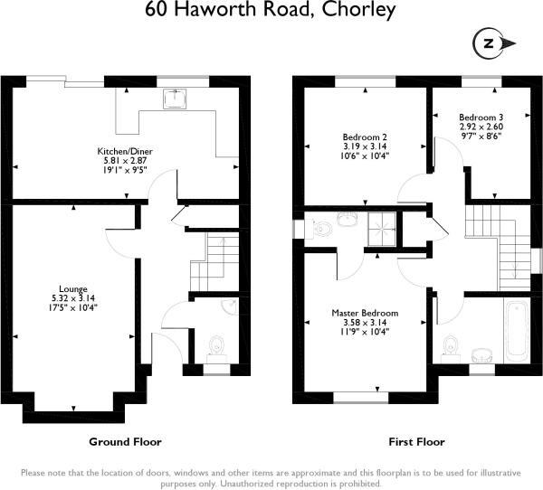 Floorplan of 3 bedroom Detached House to rent, Haworth Road, Chorley, Lancashire, PR6