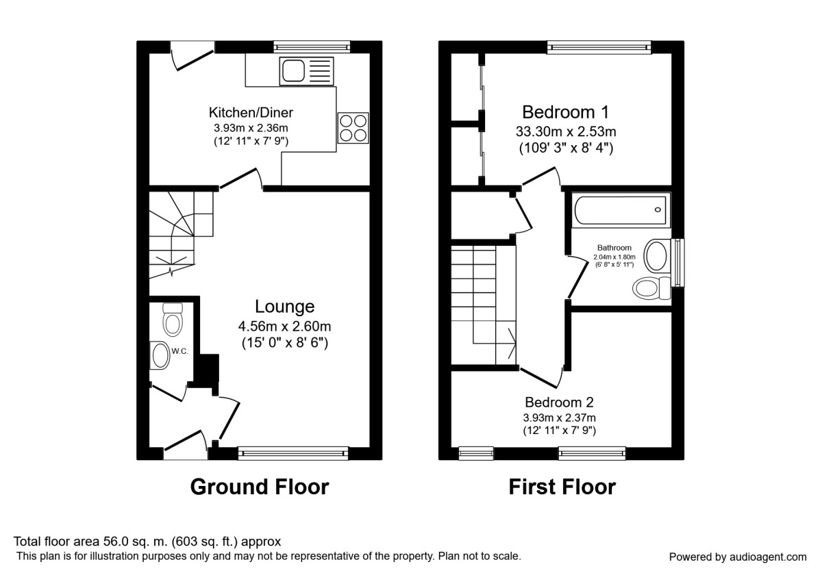 Floorplan of 2 bedroom Semi Detached House to rent, Lytham Court, Euxton, Lancashire, PR7