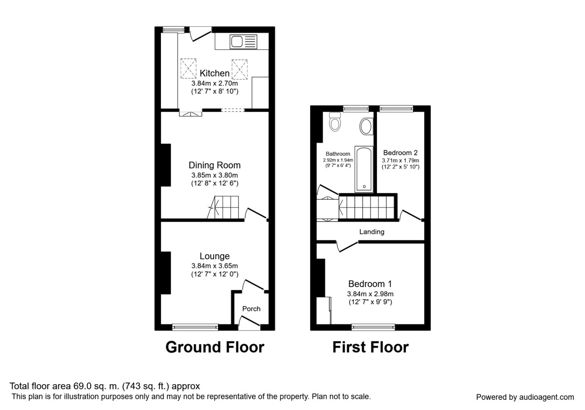Floorplan of 2 bedroom Mid Terrace House to rent, Southport Terrace, Chorley, Lancashire, PR6