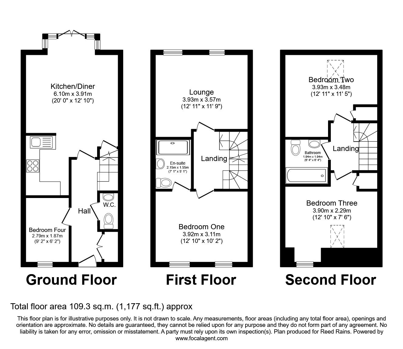 Floorplan of 4 bedroom End Terrace House to rent, Factory Way, Chorley, Lancashire, PR7