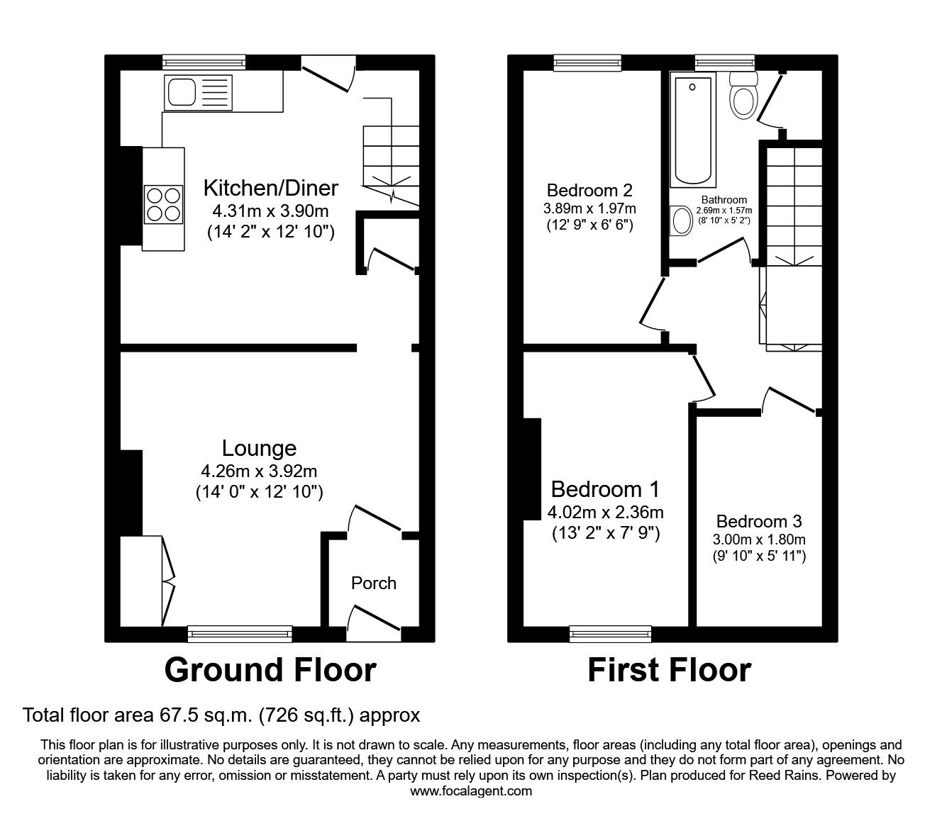 Floorplan of 2 bedroom Mid Terrace House to rent, Bannister Street, Chorley, Lancashire, PR7