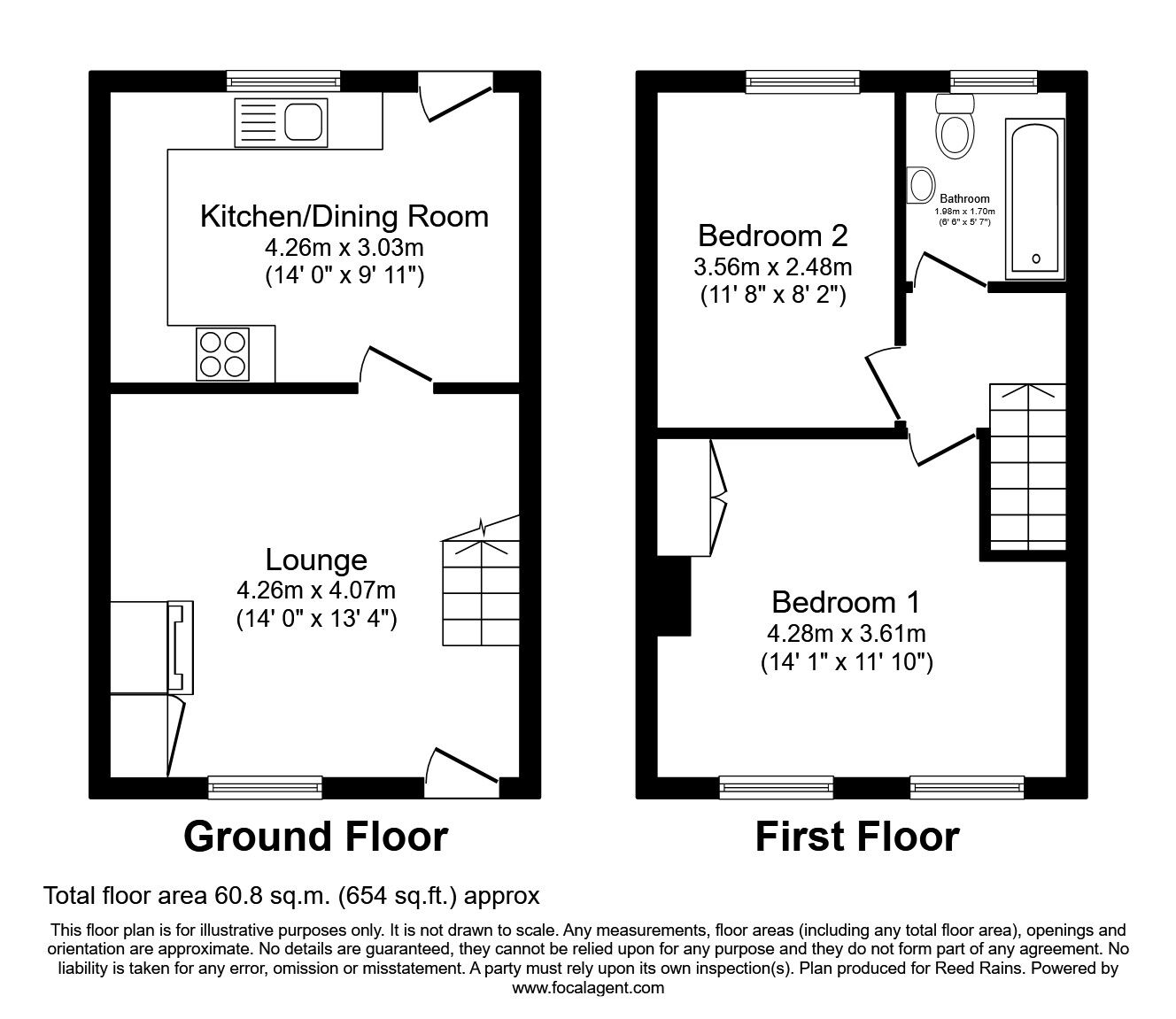 Floorplan of 2 bedroom Mid Terrace House to rent, Parker Street, Chorley, Lancashire, PR7