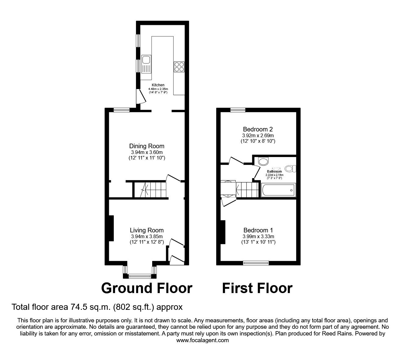 Floorplan of 2 bedroom Mid Terrace House to rent, Poplar Street, Chorley, Lancashire, PR7