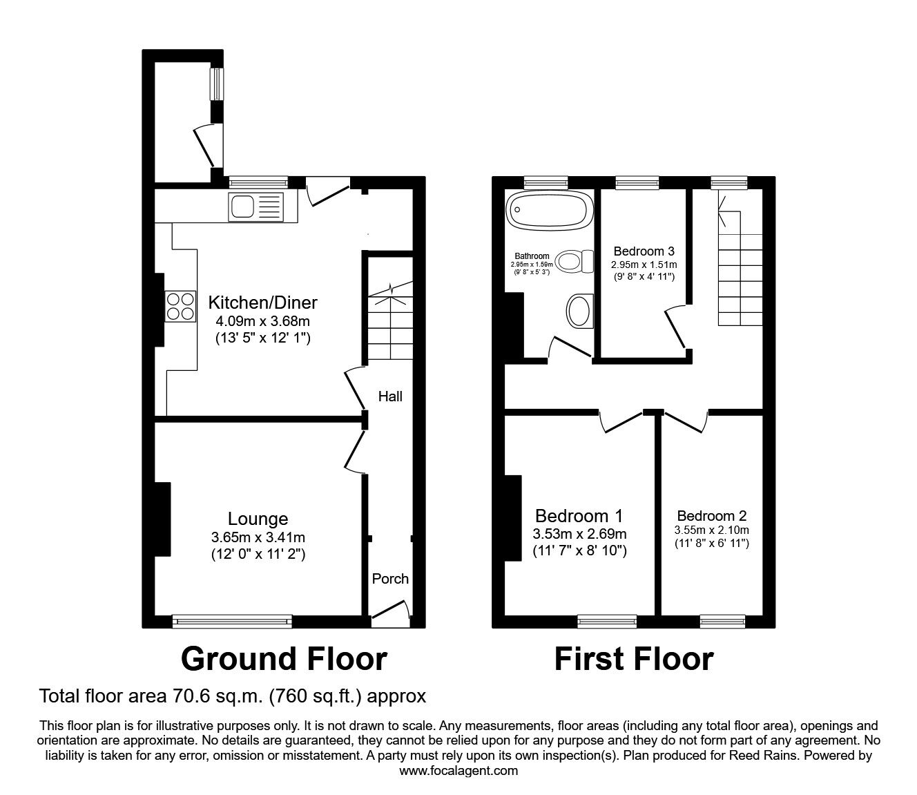 Floorplan of 3 bedroom Mid Terrace House for sale, Avondale Road, Chorley, Lancashire, PR7