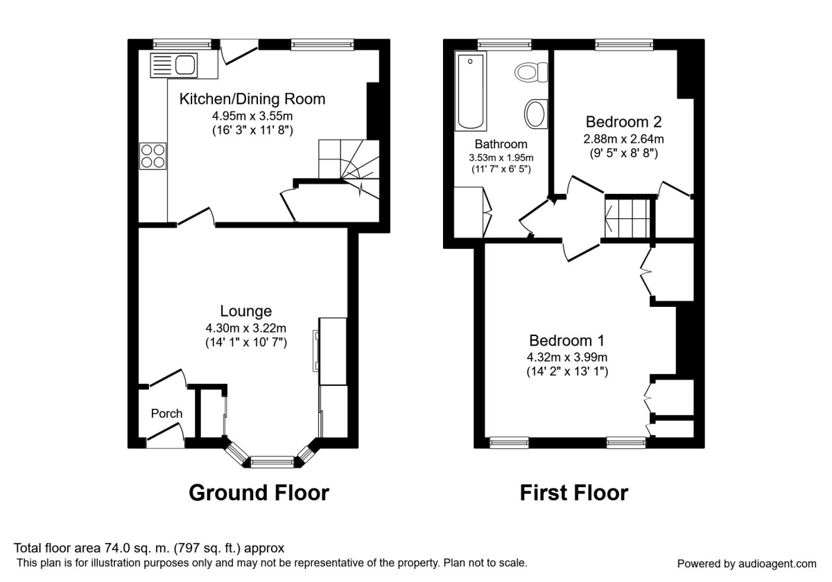 Floorplan of 2 bedroom Mid Terrace House for sale, Seymour Street, Chorley, Lancashire, PR6