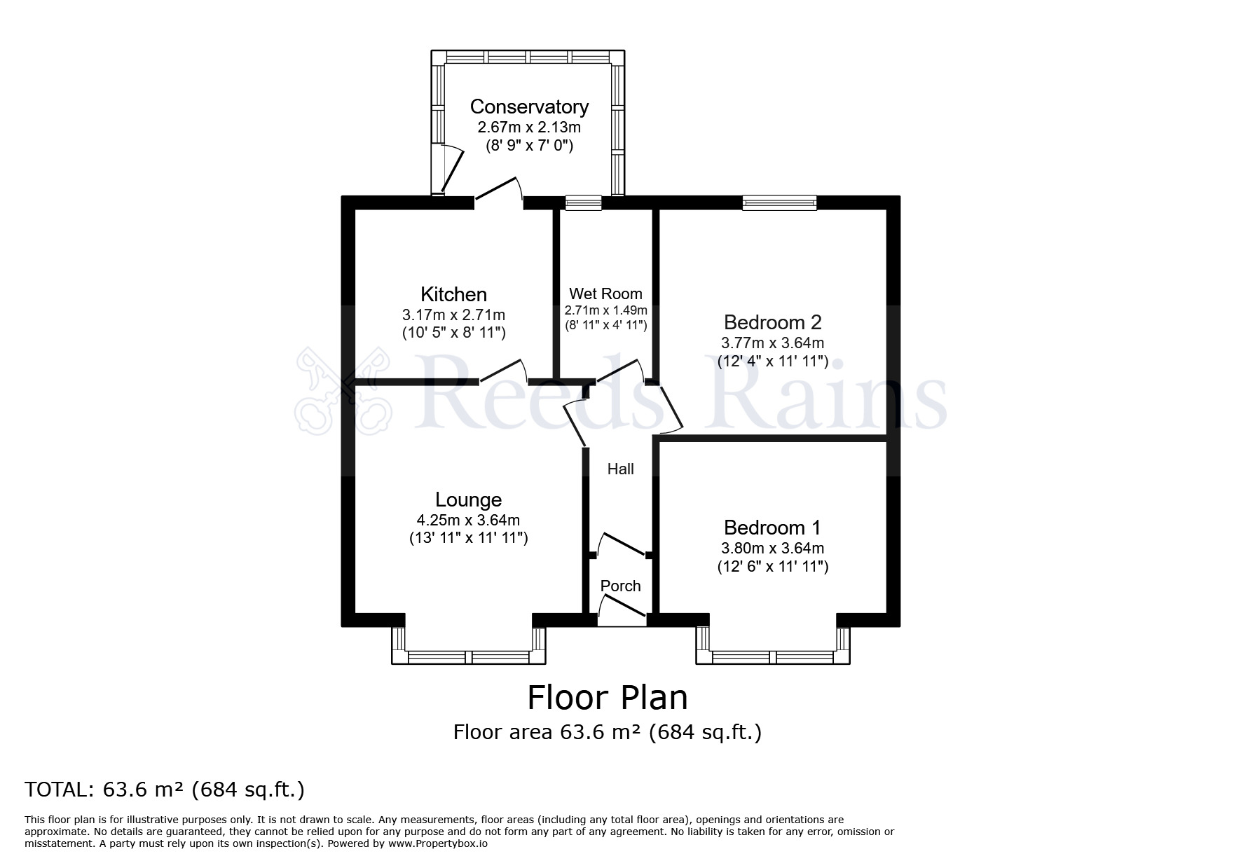Floorplan of 2 bedroom Detached Bungalow for sale, Watkin Road, Clayton-le-Woods, Lancashire, PR6