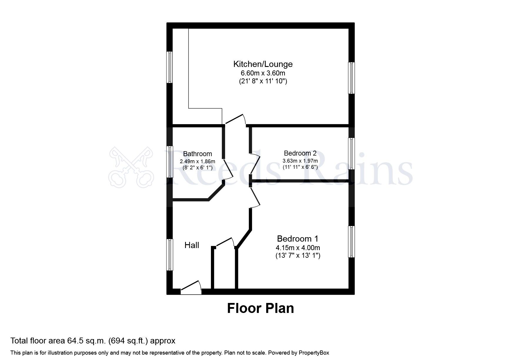 Floorplan of 2 bedroom  Flat for sale, Oxford Mews, Buckshaw Village, Lancashire, PR7