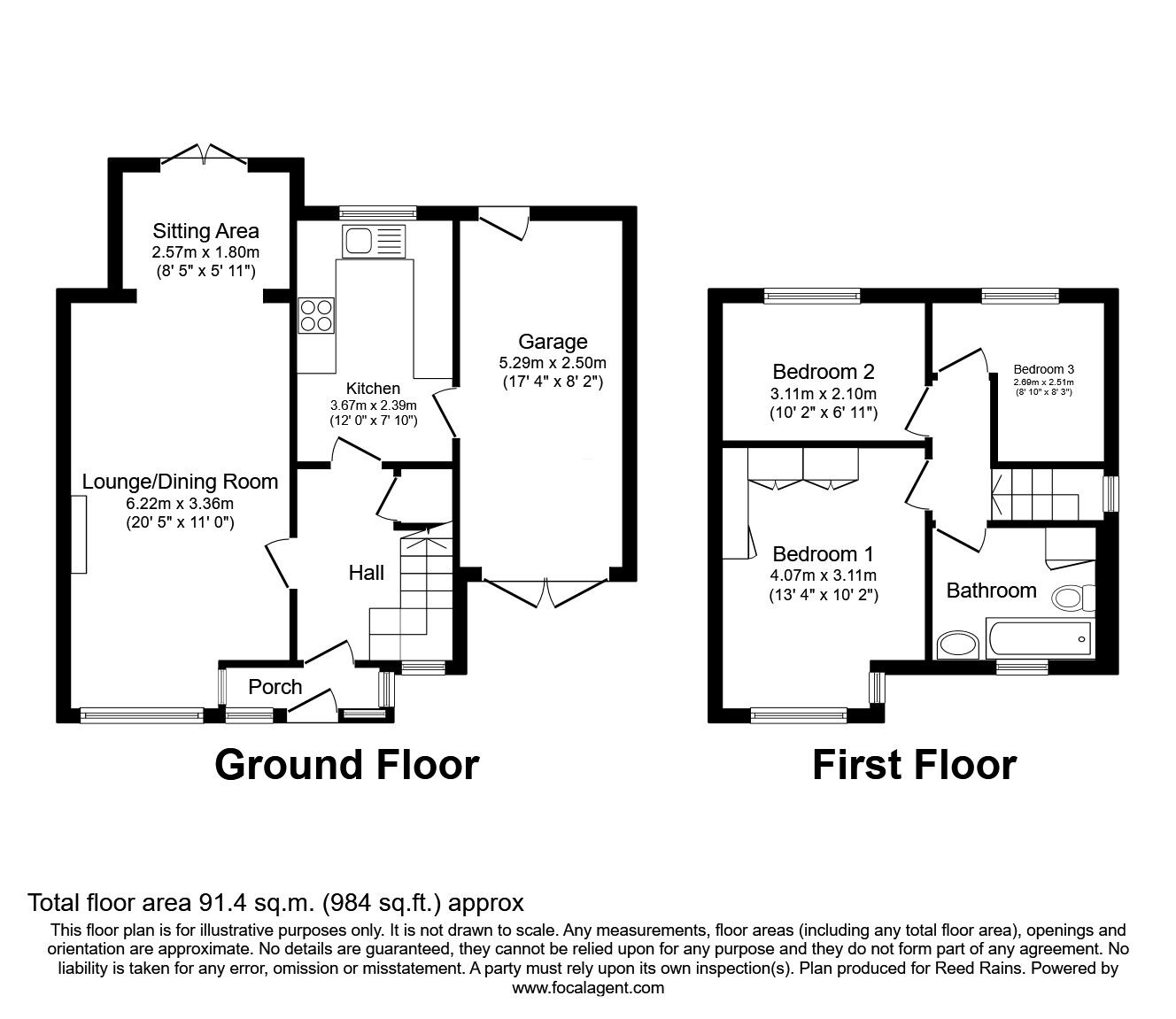 Floorplan of 3 bedroom Semi Detached House for sale, Preston Road, Charnock Richard, Lancashire, PR7