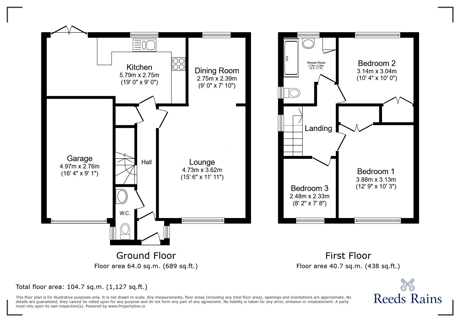 Floorplan of 3 bedroom Link Detached House for sale, Springfield Road, Coppull, Lancashire, PR7