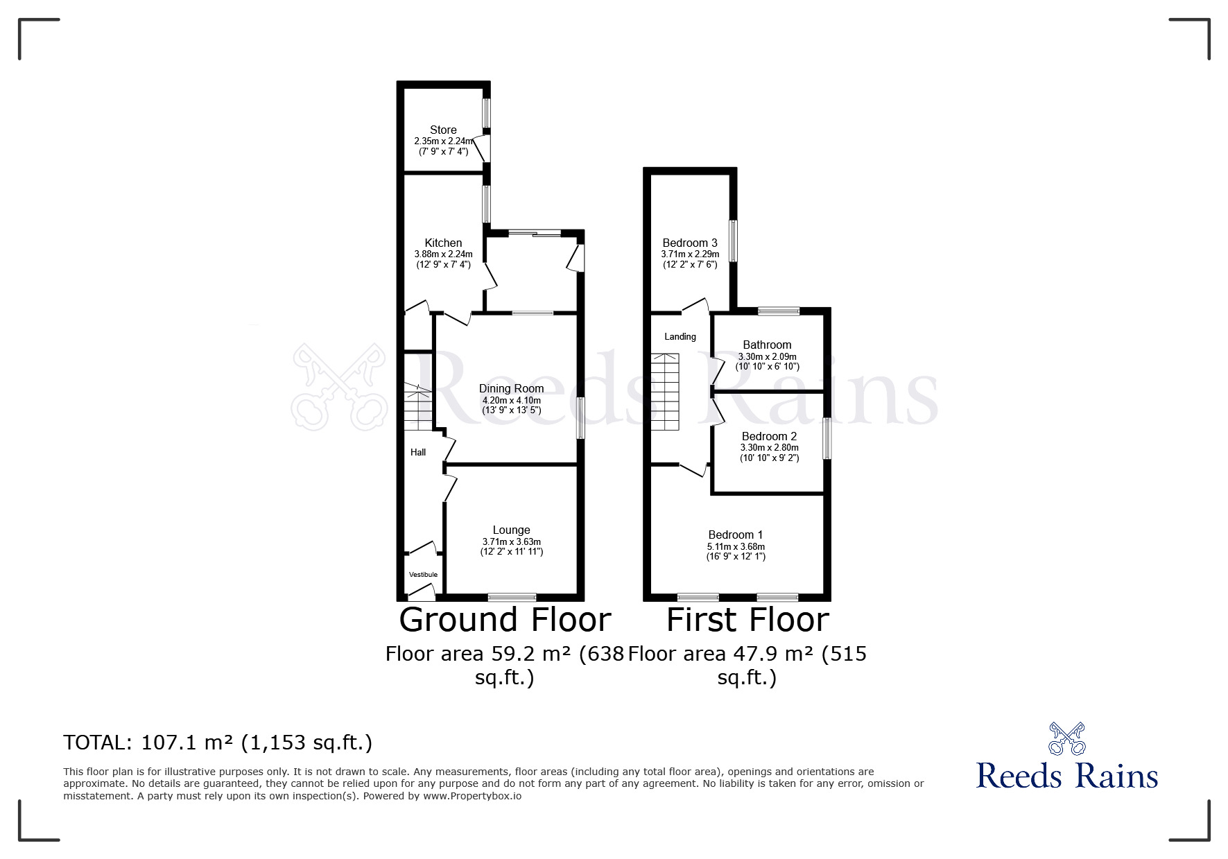 Floorplan of 3 bedroom End Terrace House for sale, Dunkirk Lane, Leyland, Lancashire, PR25