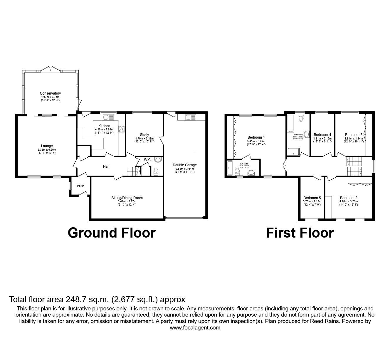 Floorplan of 5 bedroom Detached House for sale, Church Walk, Euxton, Lancashire, PR7