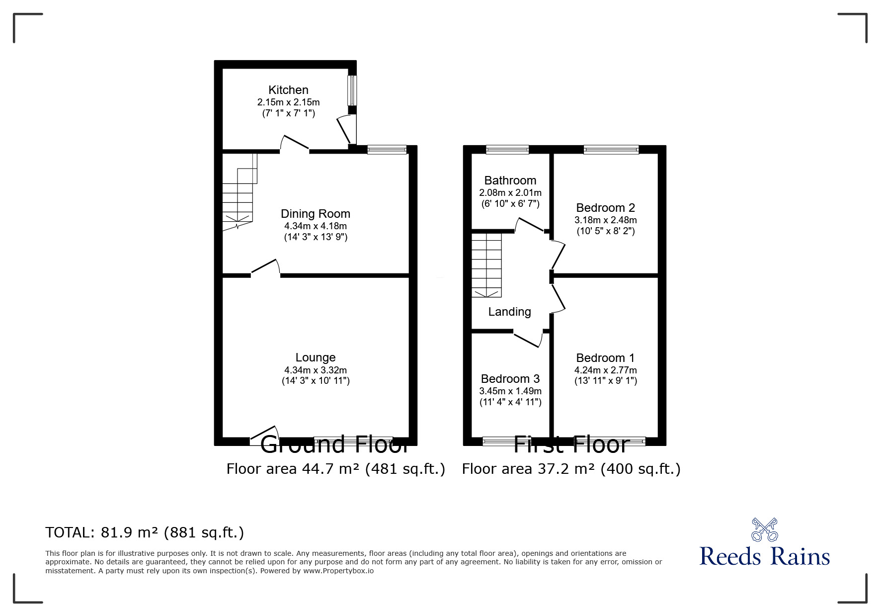 Floorplan of 3 bedroom Mid Terrace House to rent, Vicarage Street, Chorley, Lancashire, PR6