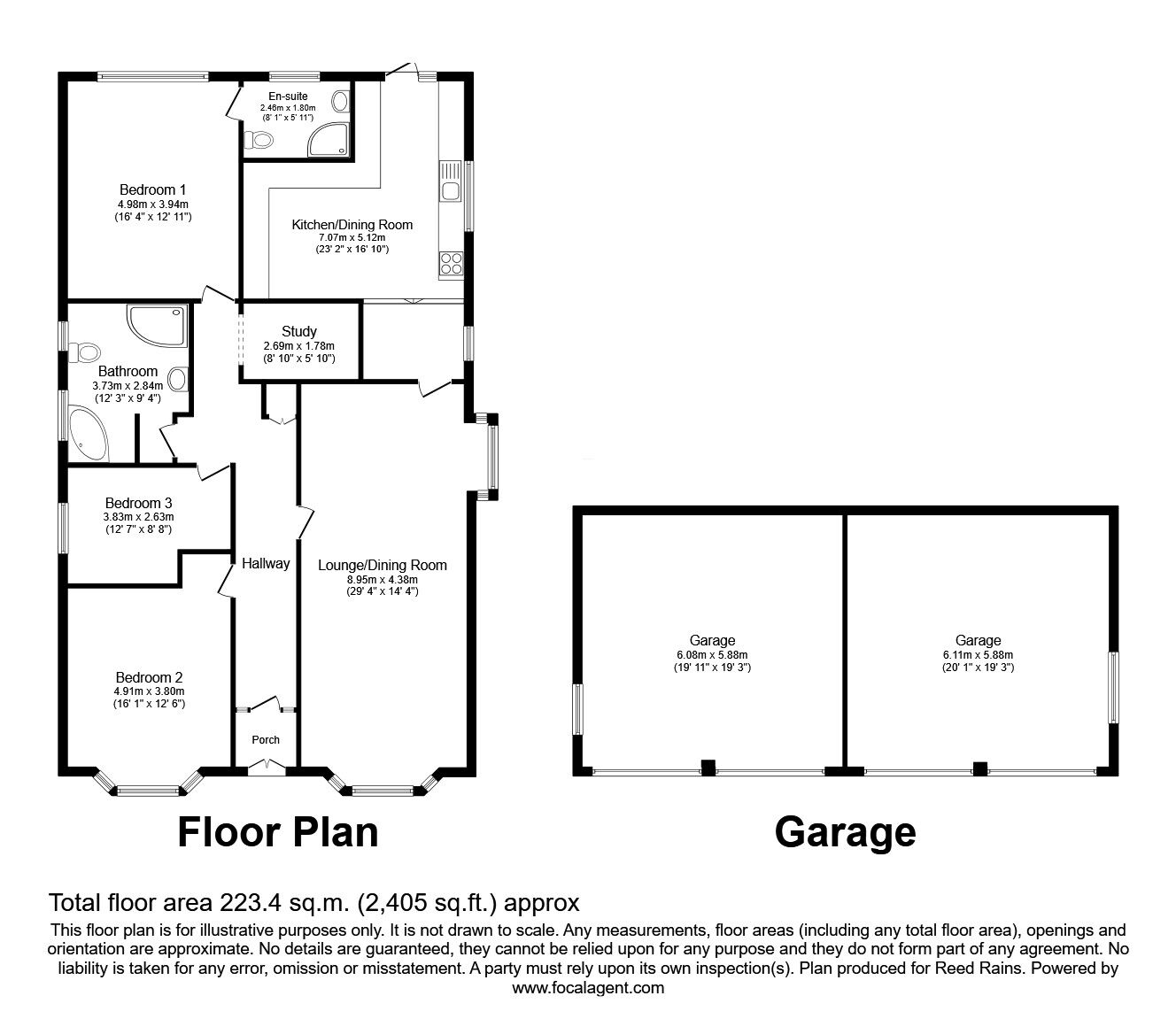 Floorplan of 3 bedroom Detached Bungalow for sale, Preston Road, Clayton-le-Woods, Lancashire, PR6