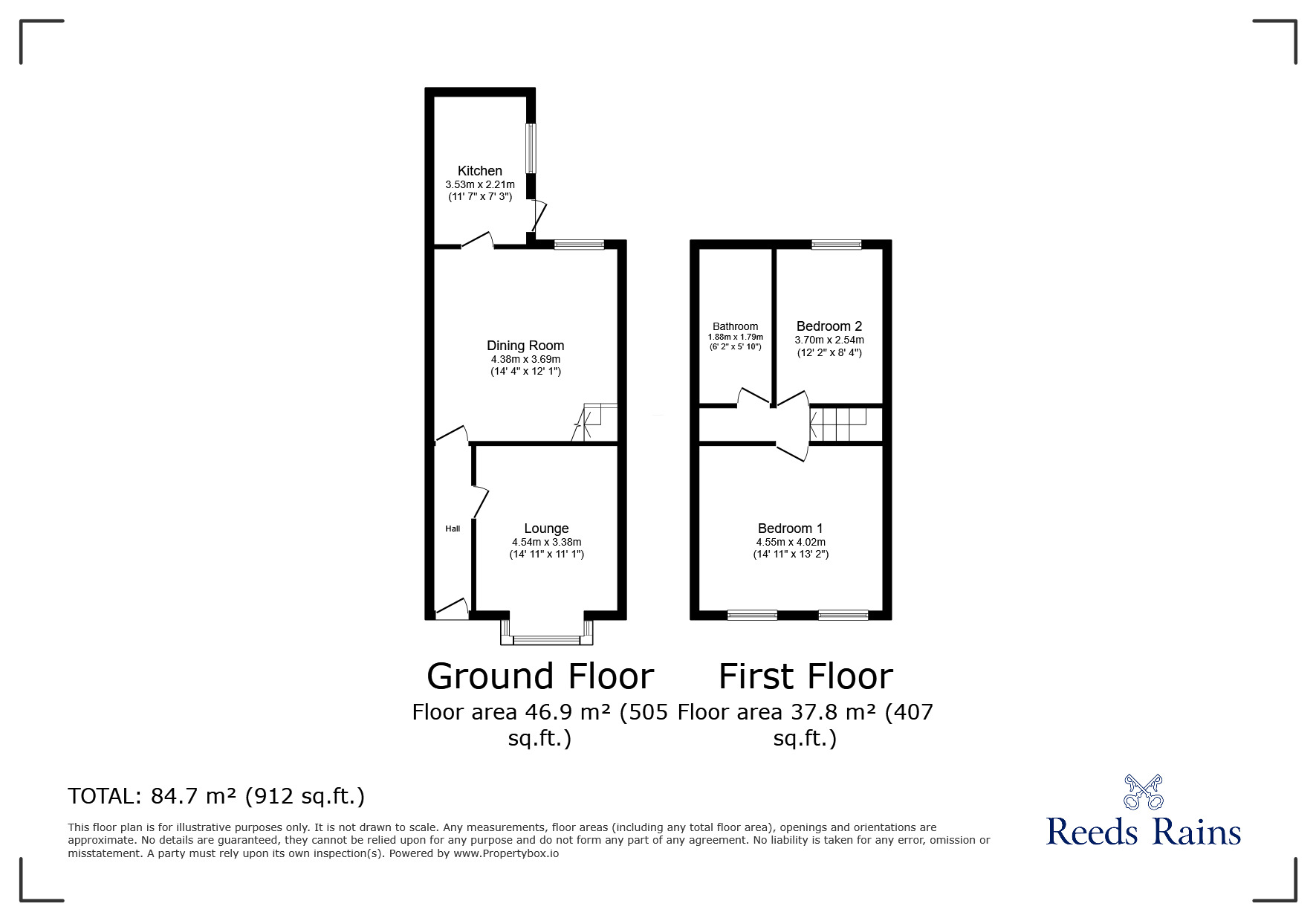 Floorplan of 2 bedroom Mid Terrace House to rent, Water Street, Chorley, Lancashire, PR7