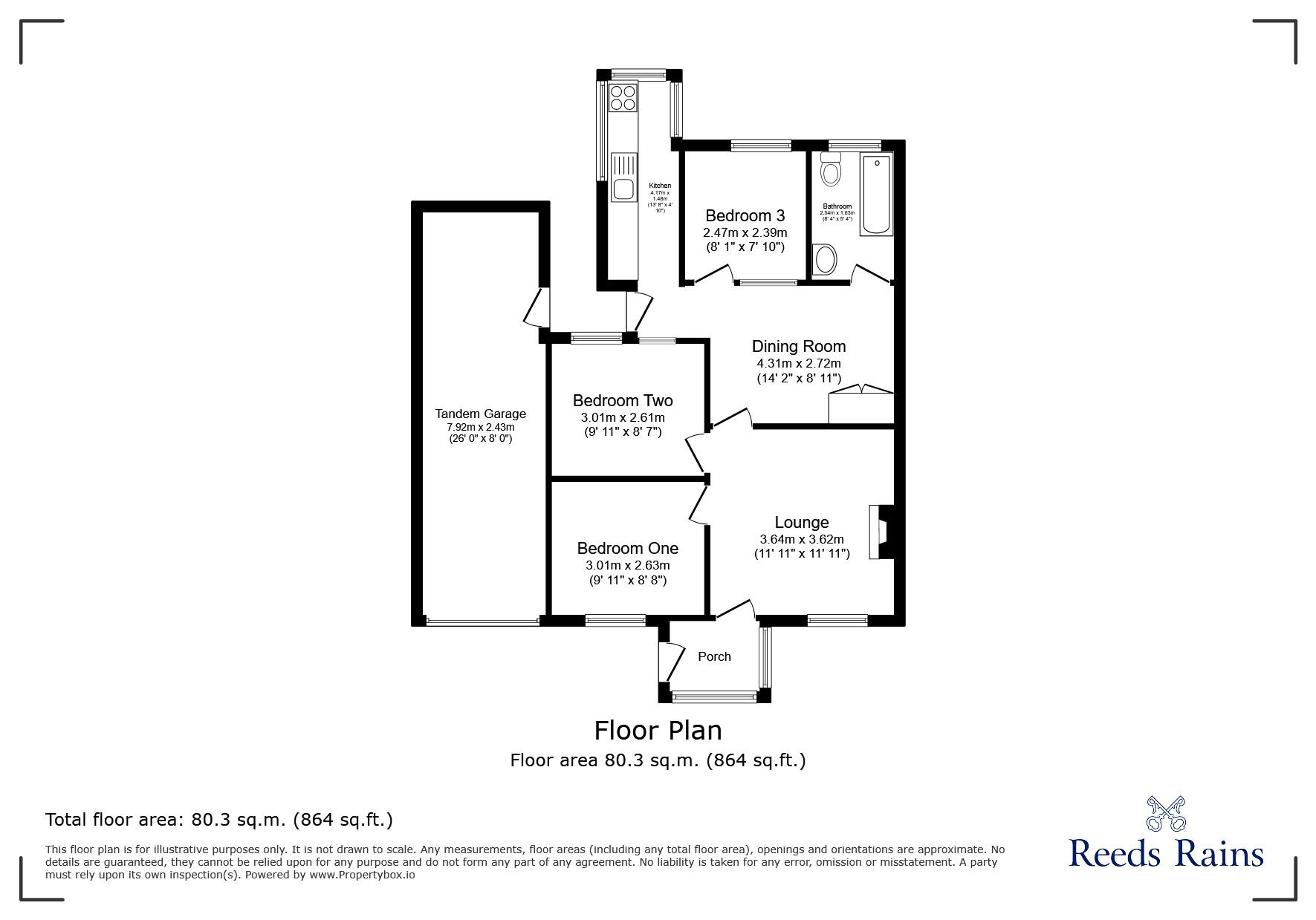Floorplan of 3 bedroom Semi Detached Bungalow for sale, Croston Road, Farington Moss, Lancashire, PR26