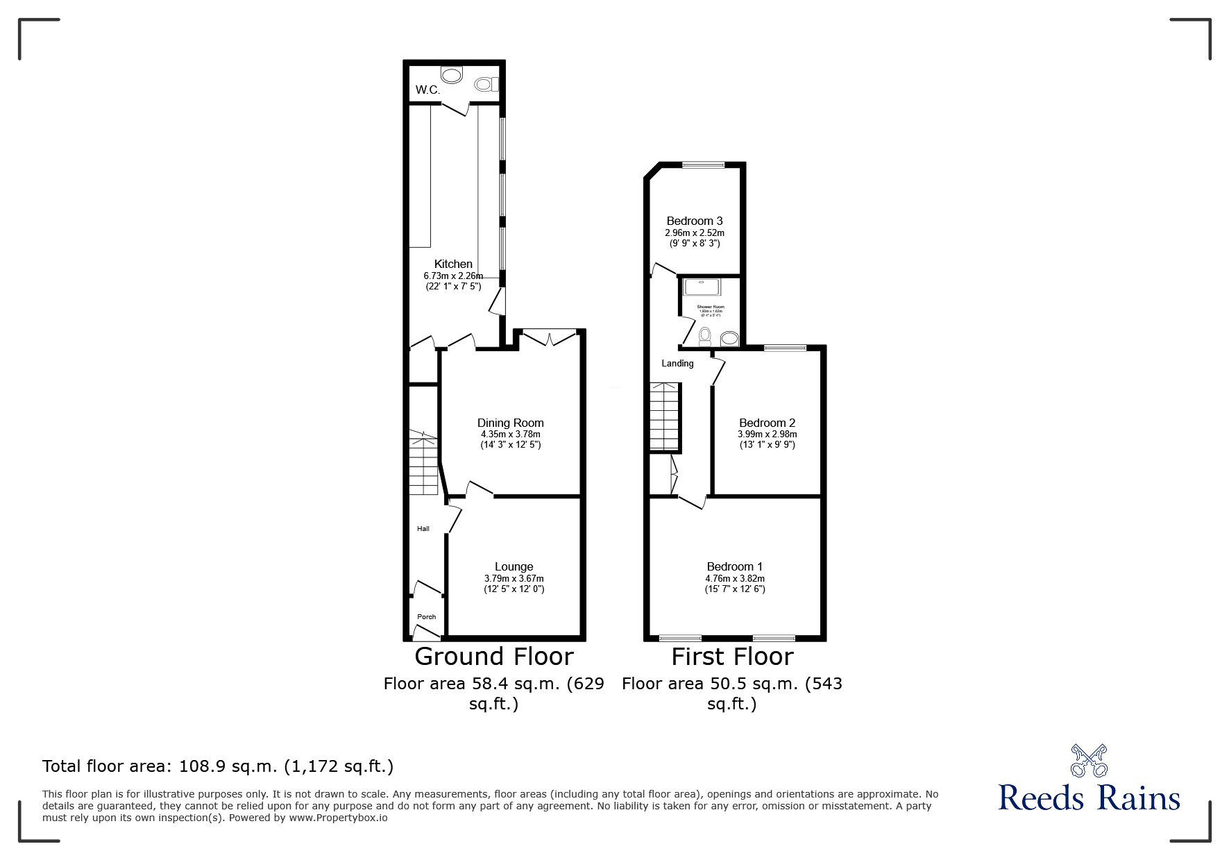 Floorplan of 3 bedroom Mid Terrace House for sale, Eaves Lane, Chorley, Lancashire, PR6