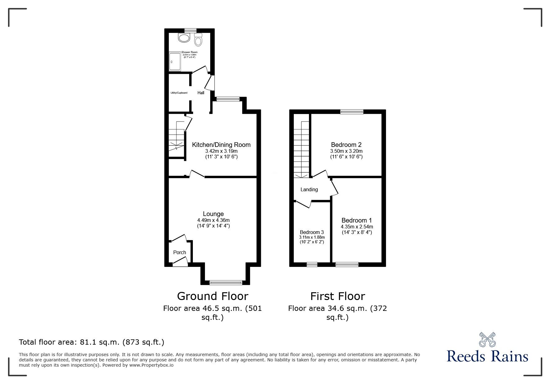 Floorplan of 3 bedroom End Terrace House for sale, Towngate, Leyland, Lancashire, PR25