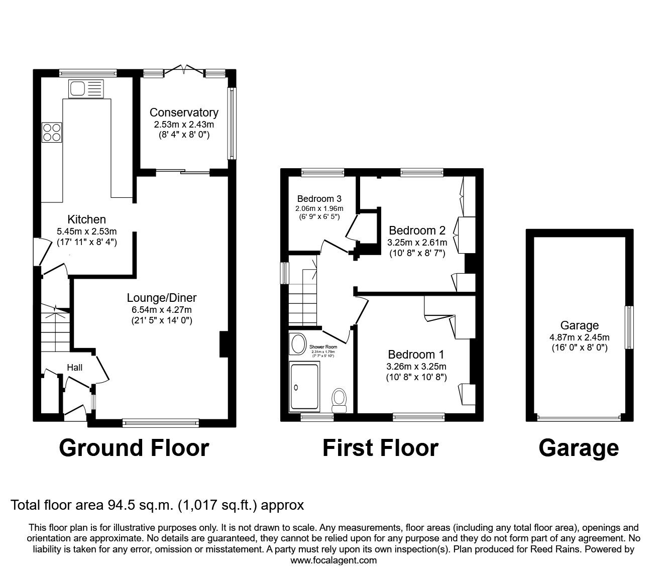 Floorplan of 3 bedroom Detached House for sale, Studfold, Chorley, Lancashire, PR7