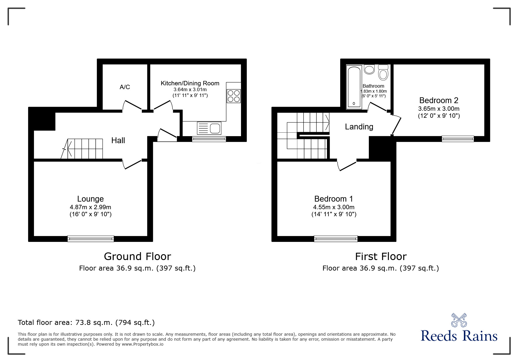 Floorplan of 2 bedroom Mid Terrace House for sale, Beechwood Court, Chapel Lane, Chorley, PR7