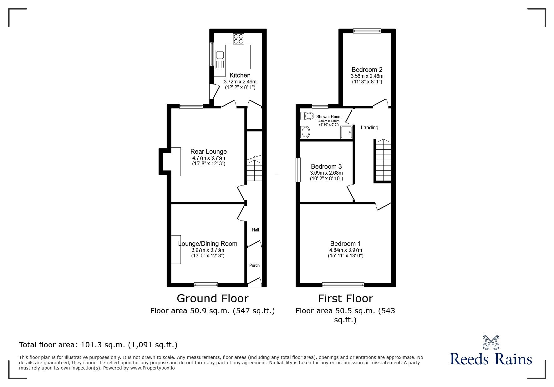 Floorplan of 3 bedroom End Terrace House for sale, Harrison Road, Chorley, Lancashire, PR7