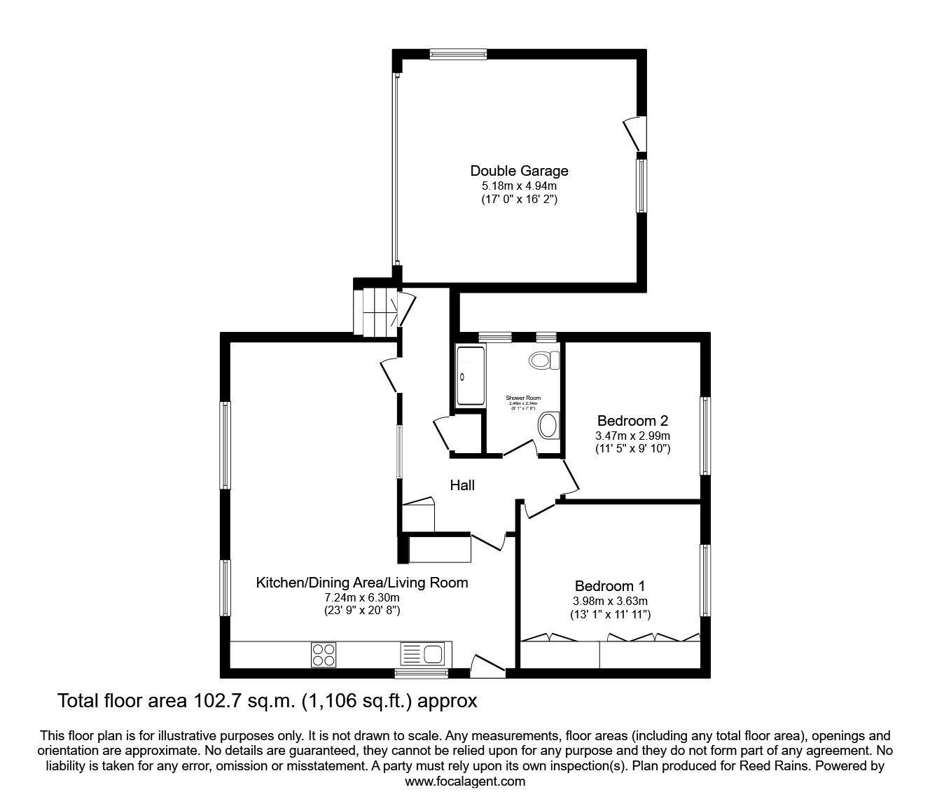 Floorplan of 2 bedroom Detached Bungalow for sale, Carlton Avenue, Clayton-le-Woods, Lancashire, PR6