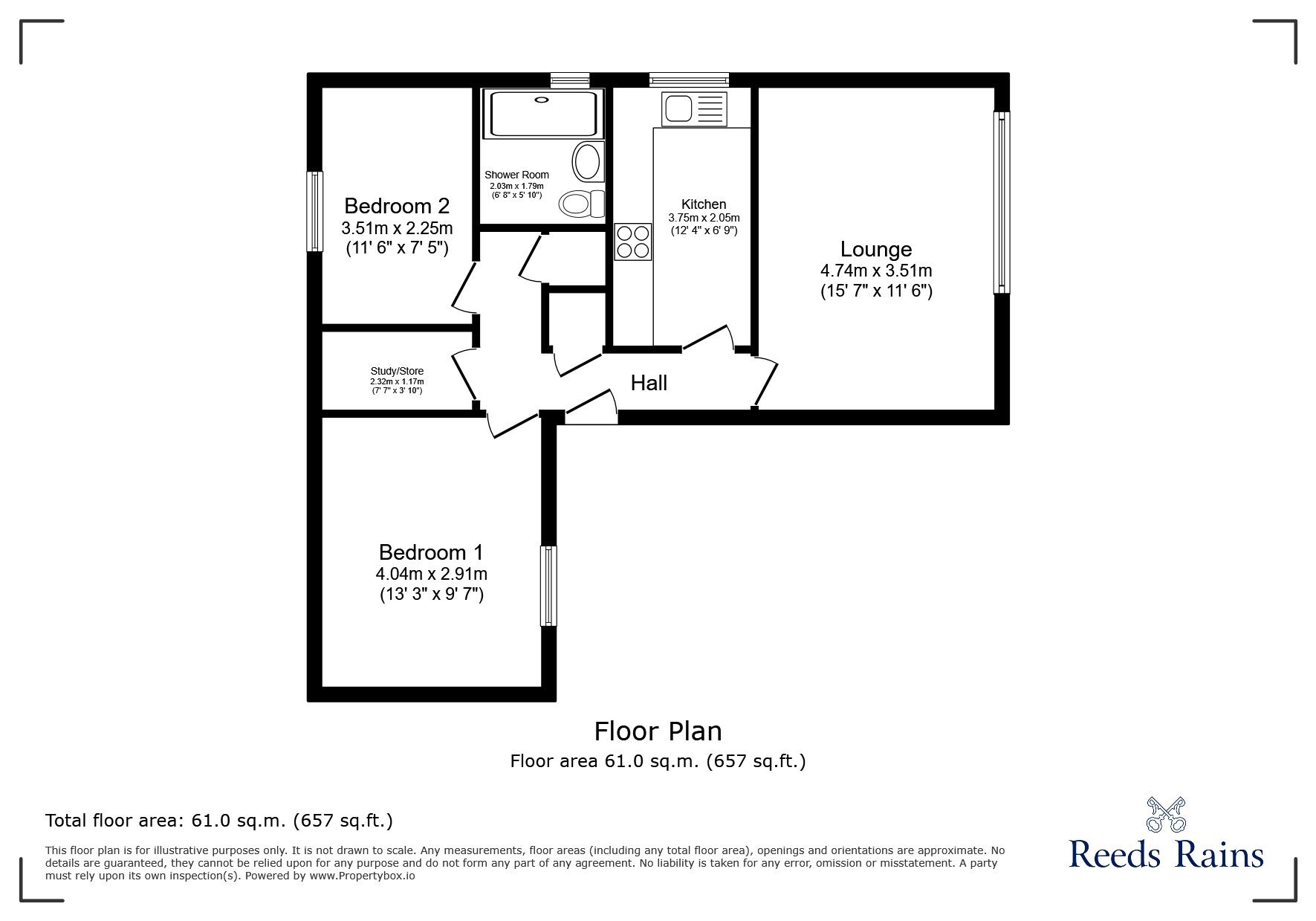 Floorplan of 2 bedroom  Flat for sale, Browns Hey, Chorley, Lancashire, PR7