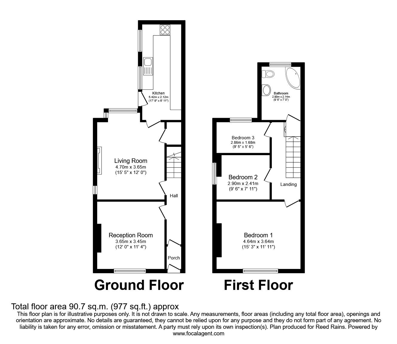 Floorplan of 3 bedroom End Terrace House for sale, Charter Lane, Charnock Richard, Lancashire, PR7