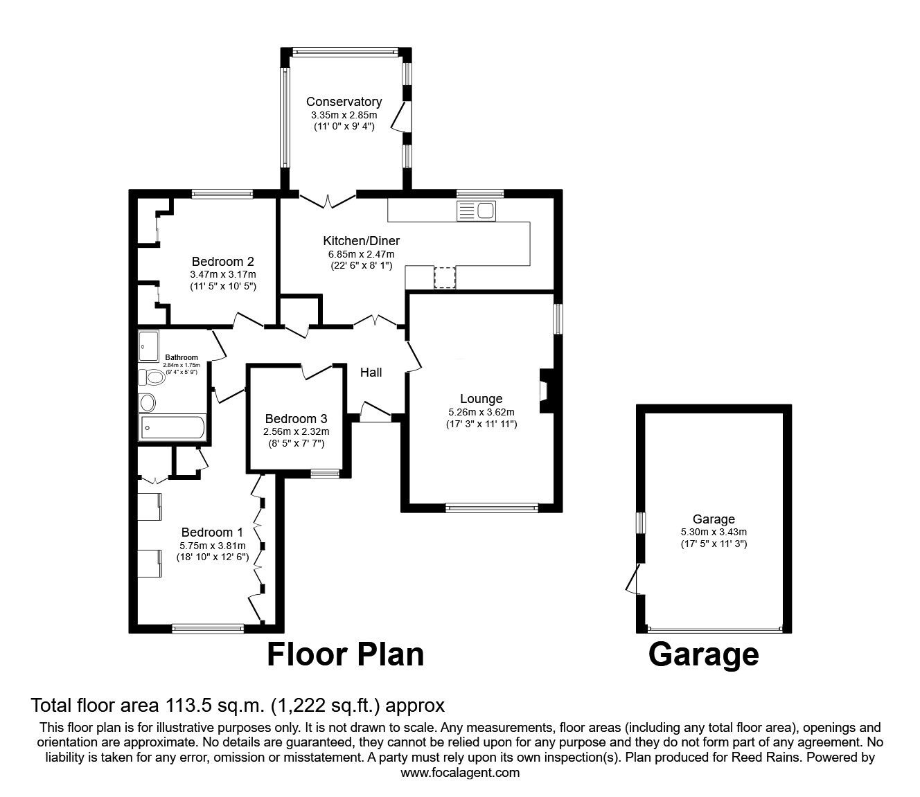 Floorplan of 3 bedroom Detached Bungalow for sale, Greenacres, Brindle, Lancashire, PR6