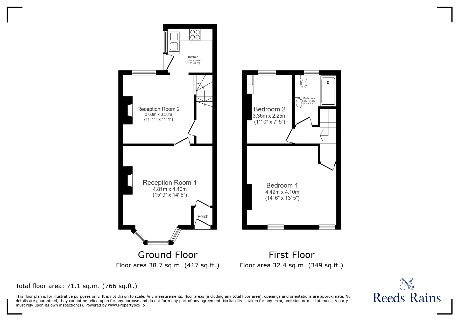 Floorplan of 2 bedroom Mid Terrace House to rent, Westminster Road, Chorley, Lancashire, PR7
