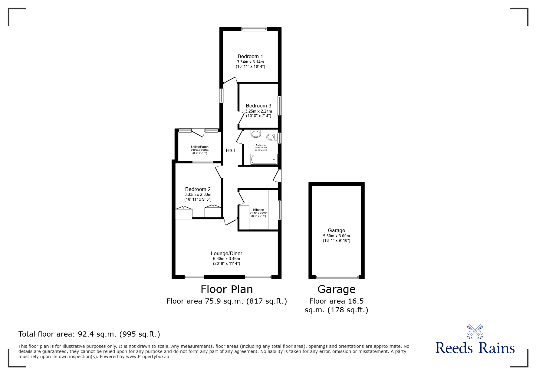 Floorplan of 3 bedroom Semi Detached Bungalow for sale, Collingwood Road, Chorley, Lancashire, PR7