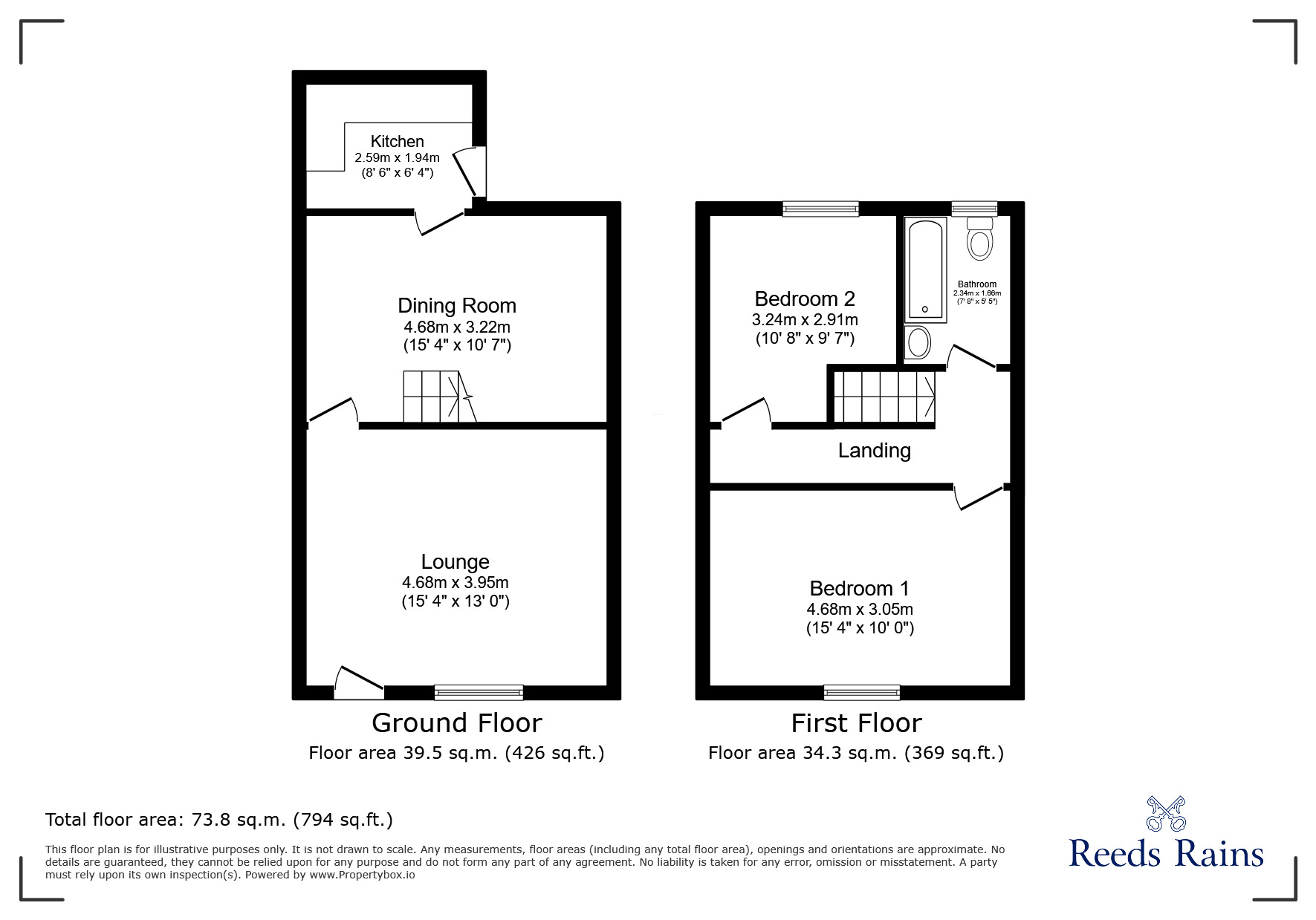 Floorplan of 2 bedroom Mid Terrace House for sale, Chorley Road, Adlington, Lancashire, PR6