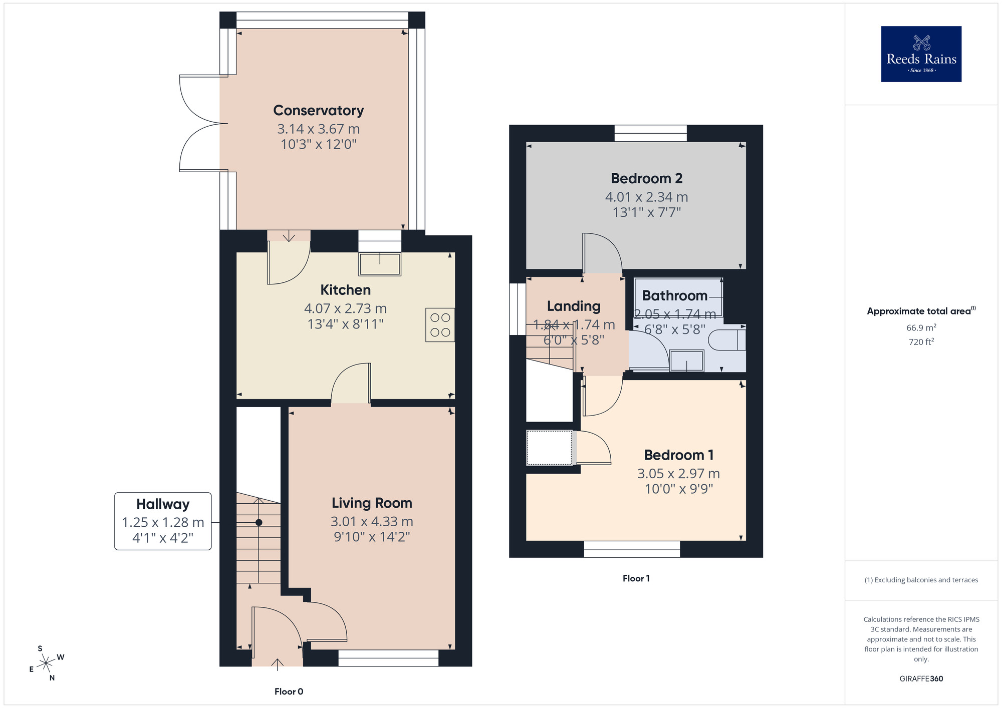 Floorplan of 2 bedroom Semi Detached House for sale, Hedgerows Road, Leyland, Lancashire, PR25