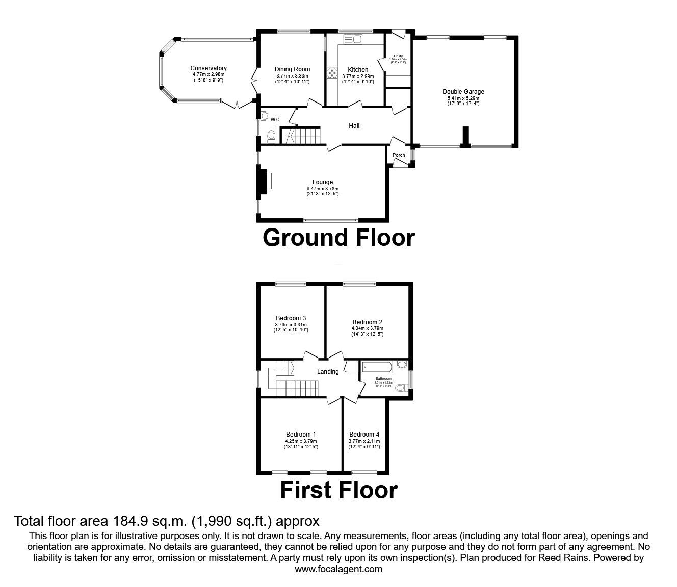 Floorplan of 4 bedroom Detached House for sale, Church Walk, Euxton, Lancashire, PR7