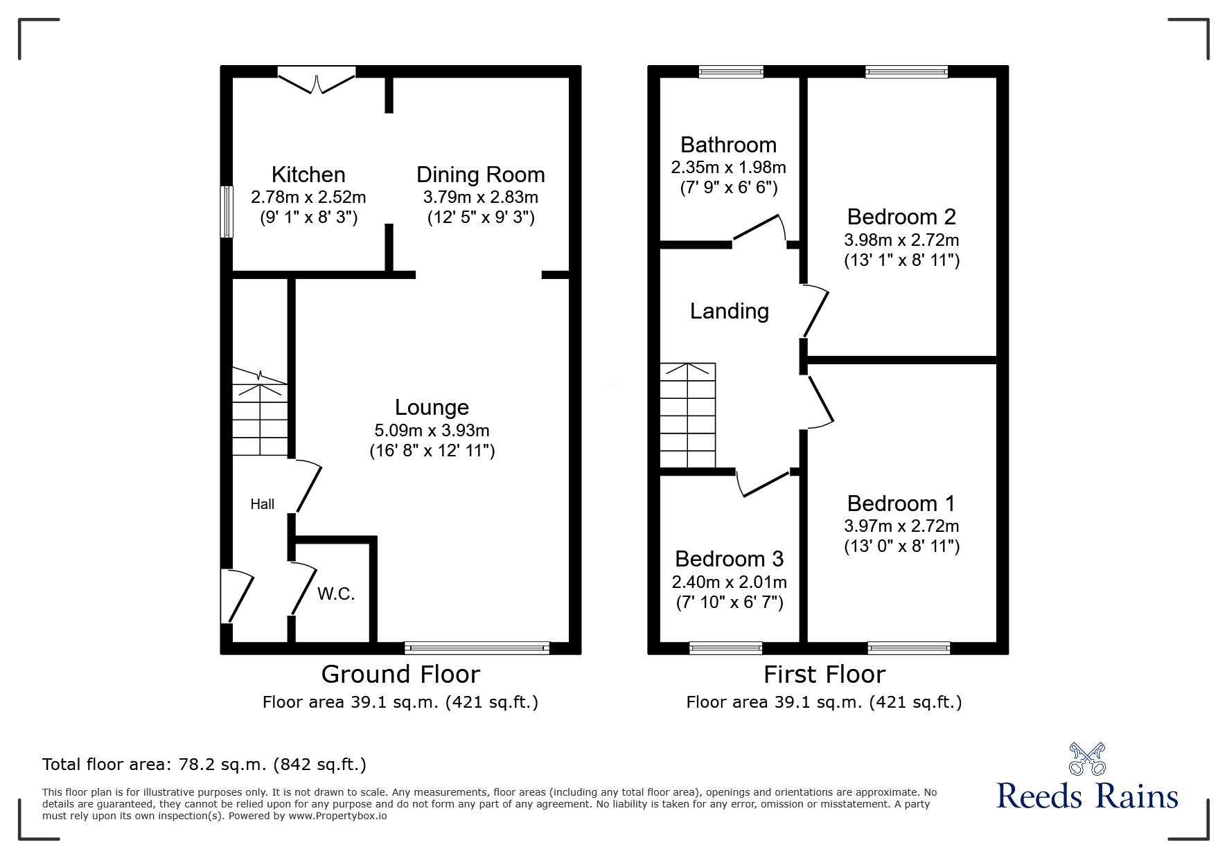 Floorplan of 3 bedroom House to rent, Canal Walk, Chorley, Lancashire, PR6