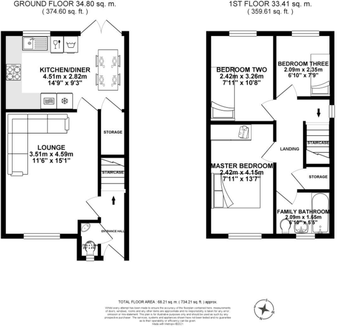 Floorplan of 3 bedroom Semi Detached House for sale, Paradise Close, Whittle-le-Woods, Lancashire, PR6