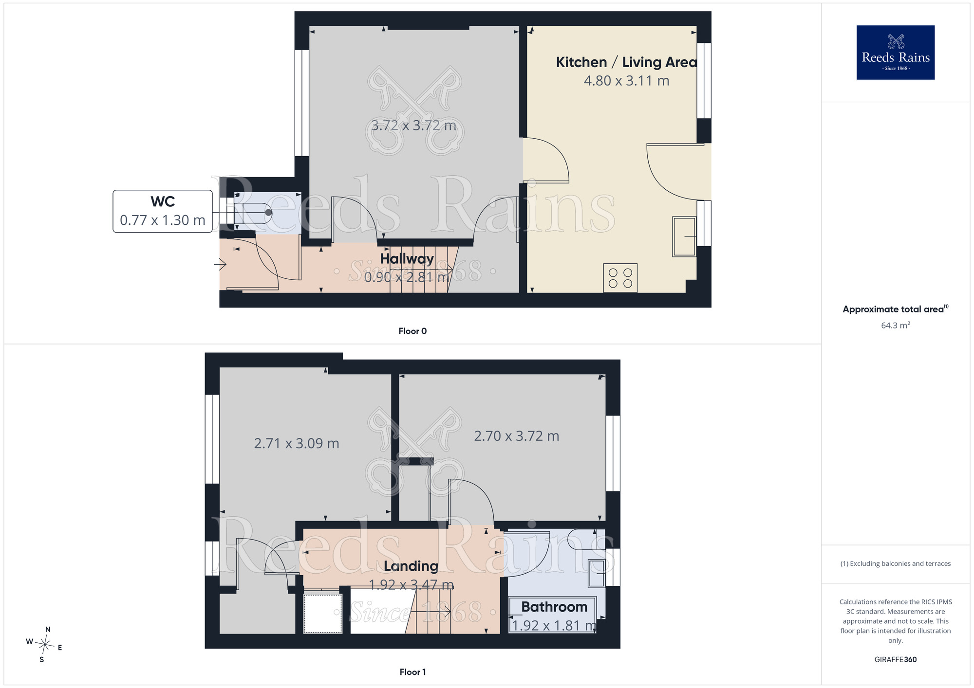 Floorplan of 2 bedroom Semi Detached House to rent, Dutch Barn Close, Chorley, Lancashire, PR7