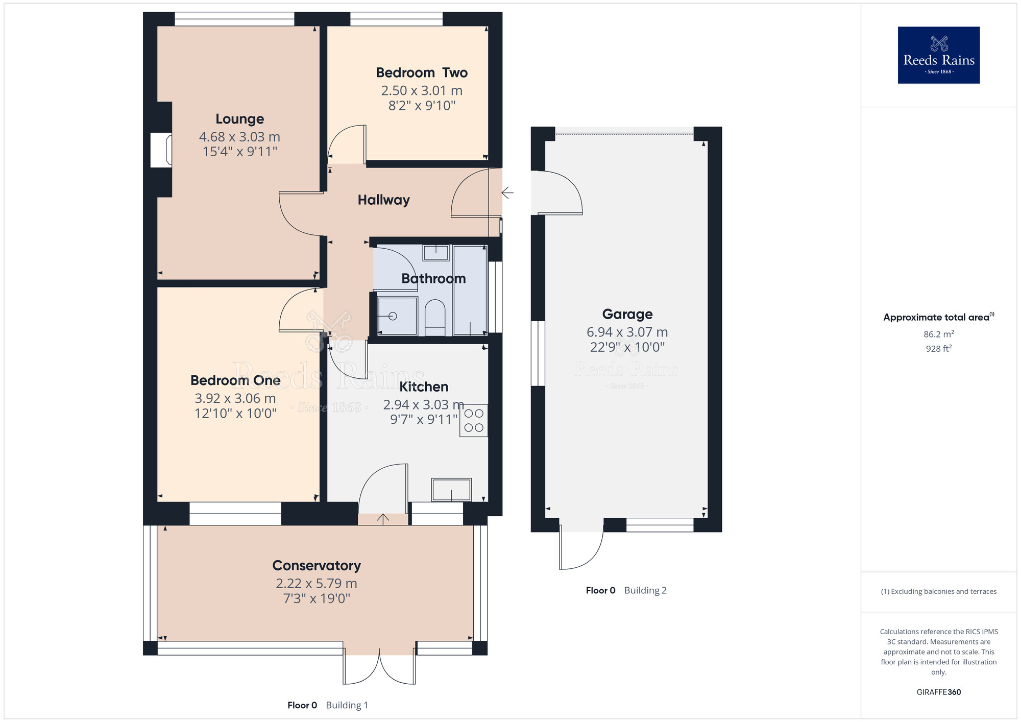 Floorplan of 2 bedroom Semi Detached Bungalow for sale, Richmond Road, Eccleston, Lancashire, PR7