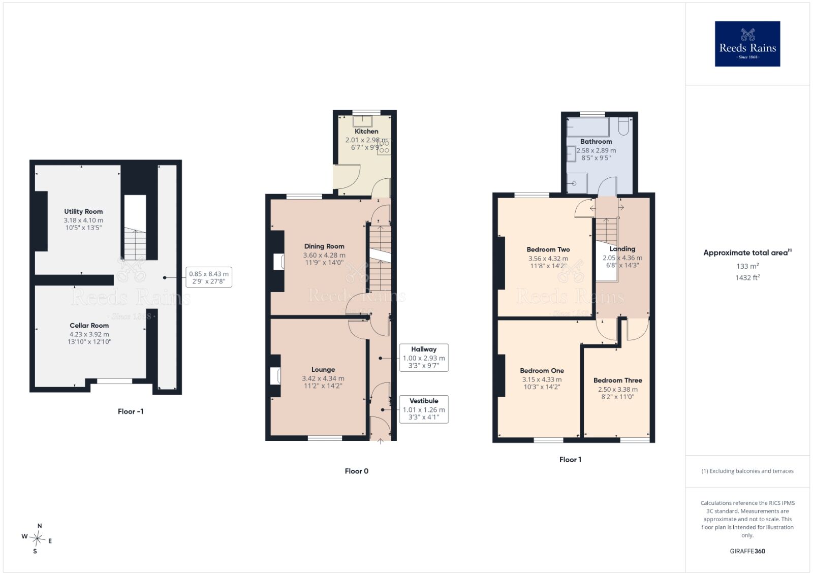 Floorplan of 3 bedroom Mid Terrace House for sale, Cunliffe Street, Chorley, Lancashire, PR7